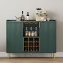 Wine Bar Cabinet with Fluted Panels, Wine Rack & Glass Holder