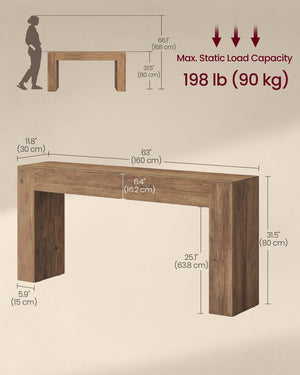 U-Shaped Console Table with Thick Tabletop