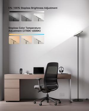 LED Torchiere Floor Lamp with Remote & Foot Switch