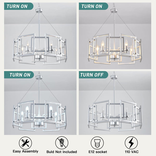 Modern Geometric Chandelier 5-Light Metal Pendant Light