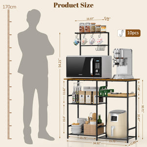 6-Tier Baker's Rack with Storage Adjustable Shelves and 10 S-Hooks
