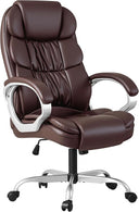 High-Back PU Leather Executive Office Chair with Lumbar Support & Padded Armrests