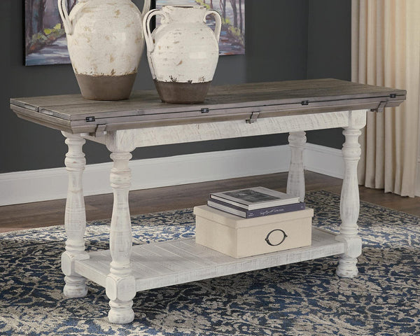 Farmhouse Flip Top Sofa Table – Gray & White