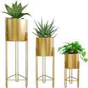 Set of 3 Tall Metal Planters with Stands