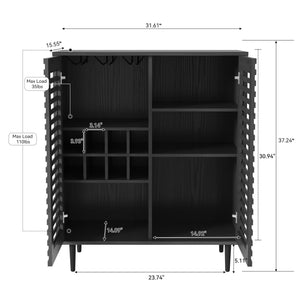 Mid-Century Bar Cabinet with Wine Racks & Slatted Doors