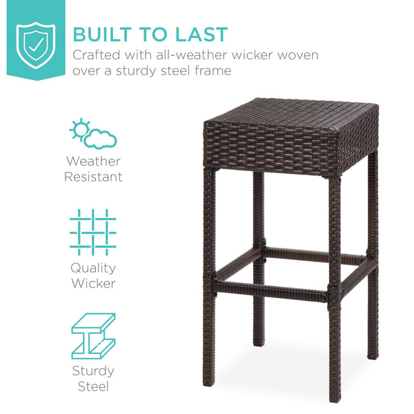 5-Piece Outdoor Wicker Bar Table Set with 4 Stools