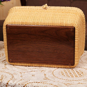 Rectangular Handwoven Rattan Storage Basket Set with Lid
