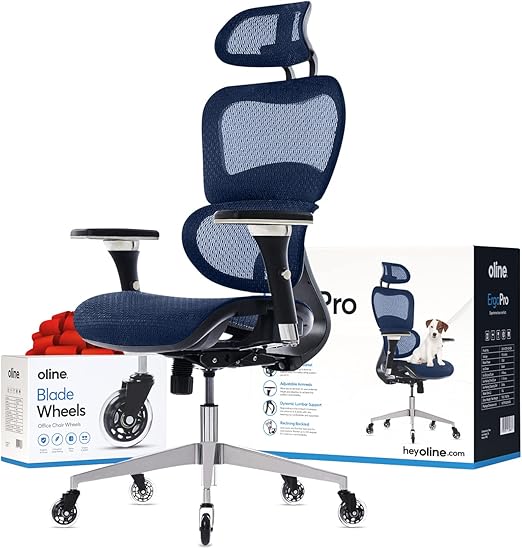 Ergonomic Mesh Office Chair with 4D Armrests, 3D Lumbar Support & Blade Wheels