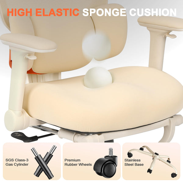 Ergonomic Office Chair with Footrest & 4D Arms