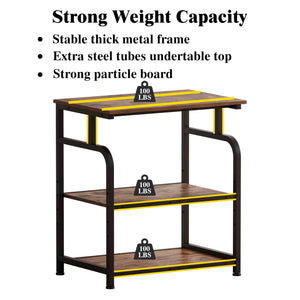 3-Tier Rolling Printer Stand with Adjustable Shelf