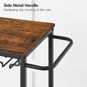 3-Tier Bar Cart with Wine Rack & Glass Holder