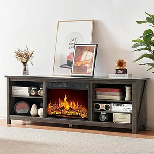 70-Inch Electric Fireplace TV Stand with Storage Shelves