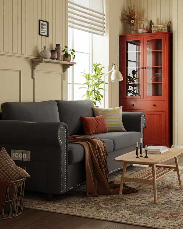 Queen Pull Out Sofa Bed with Memory Foam Mattress