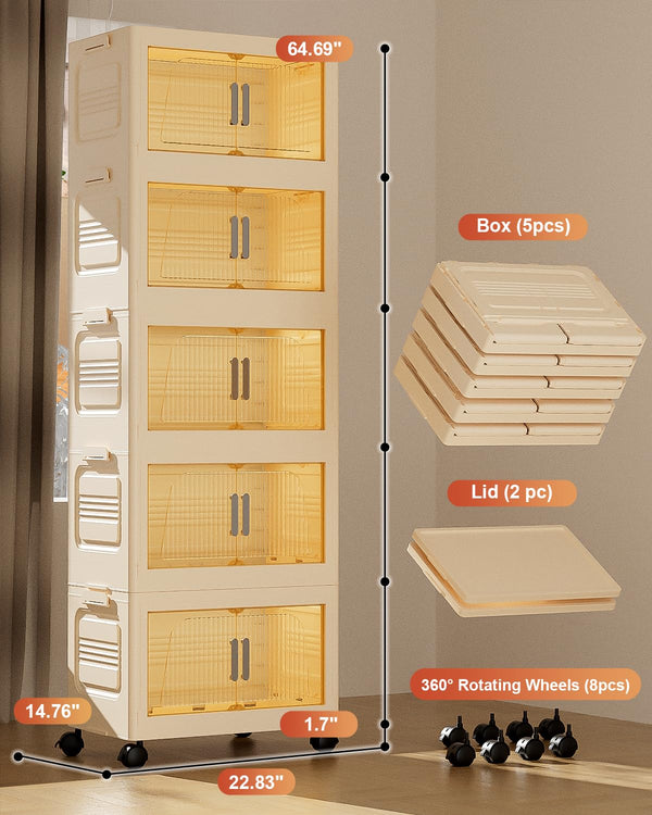 Stackable Storage Bins with Lids & Wheels