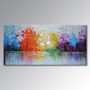Hand Painted Lake Scenery Landscape Canvas Wall Art – Framed, 40"W x 20"H