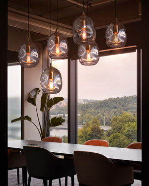 Hand Blown Glass Globe Pendant Light – Clear & Gold