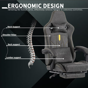 Gaming Chair with Footrest Ergonomic Computer Chair Massage Lumbar Cushion, Racing Video Game Chair Adjustable Rocker Recliner Executive Office Desk Chair Pu Leather for Adults