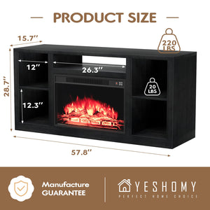 Electric Fireplace TV Stand with Storage, 58 Inch