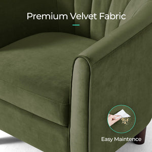 Barrel Accent Chair with Ottoman – Velvet