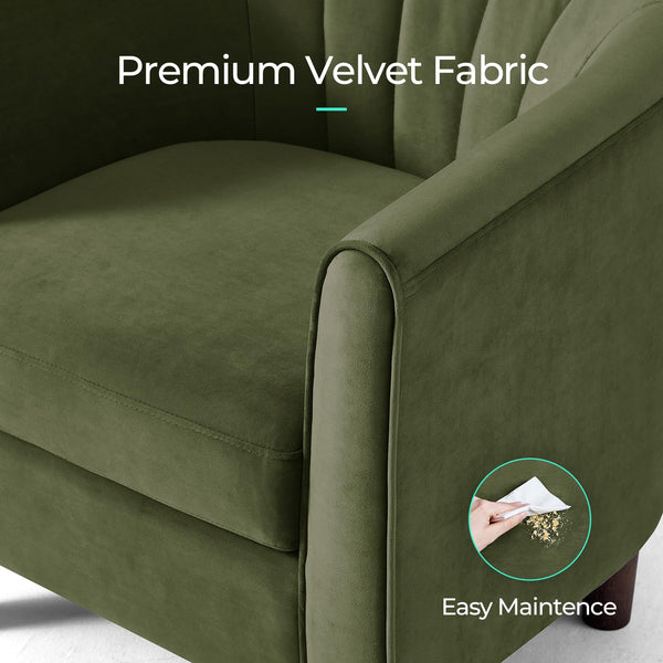 Barrel Accent Chair with Ottoman – Velvet