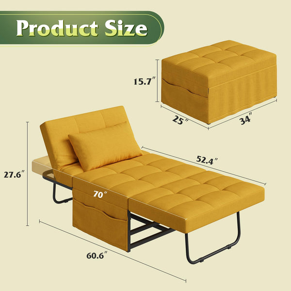 4-in-1 Convertible Folding Ottoman Sleeper Chair