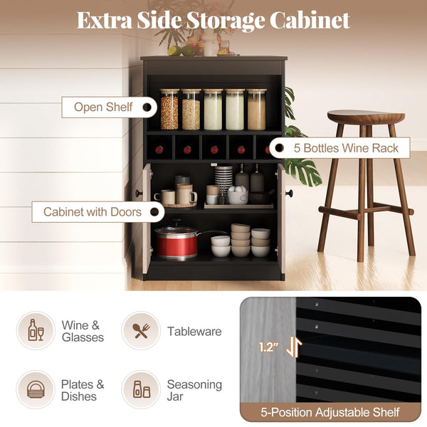 48" Bar Table with Storage Cabinet & Wine Rack