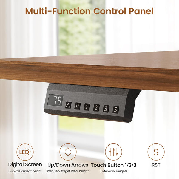 Electric Standing Desk with Drawers & Power Outlets – 55 Inch Adjustable Height