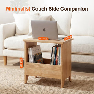 Small Storage Stool with Flat Top & Built-In Shelf