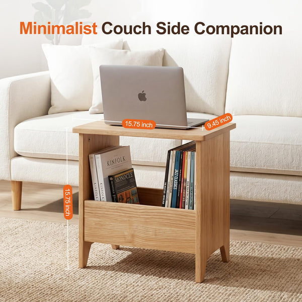 Small Storage Stool with Flat Top & Built-In Shelf