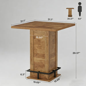 Square Bar Height Pub Table with Footrest