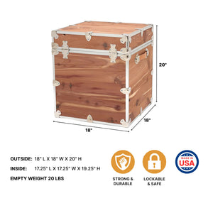 Aromatic Red Knotty Cedar Storage Trunk – 18"x18"x20"
