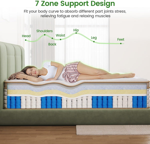 12 Inch King Size Hybrid Mattress with Gel Memory Foam & Pocket Springs