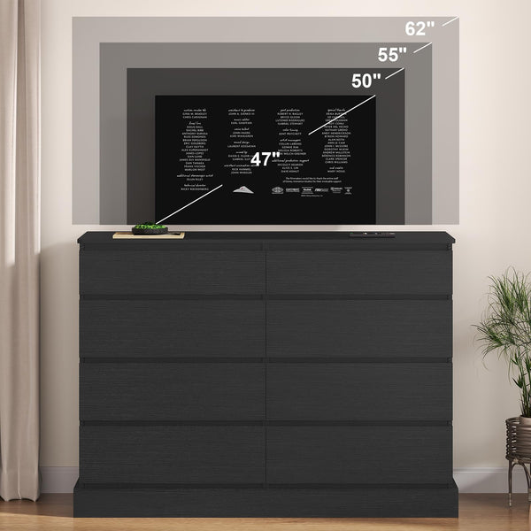 8-Drawer Double Dresser with TV Stand – Engineered Wood Storage Chest
