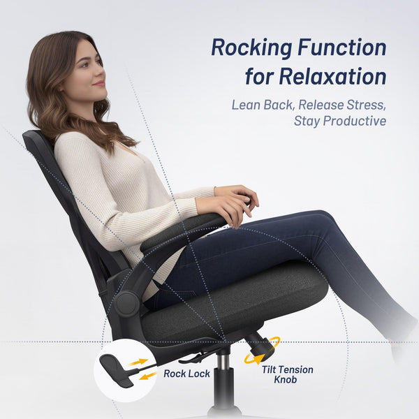 Ergonomic Mesh Office Chair with Flip-Up Armrests