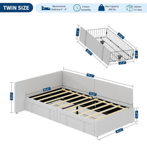 Twin Velvet Daybed with Storage Drawers