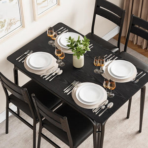 5-Piece Dining Table Set with 4 Chairs – Modern Black