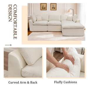 Modular L-Shape Sectional Sofa with Ottoman & Deep Seats
