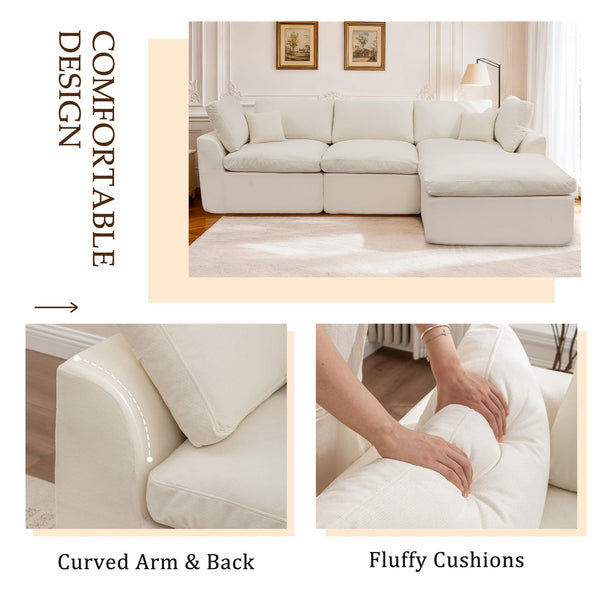 Modular L-Shape Sectional Sofa with Ottoman & Deep Seats