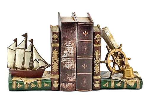 Nautical Pirate Ship Bookends