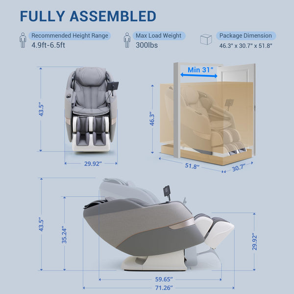 Full Body Massage Chair with Flexible SL Track and Zero Gravity