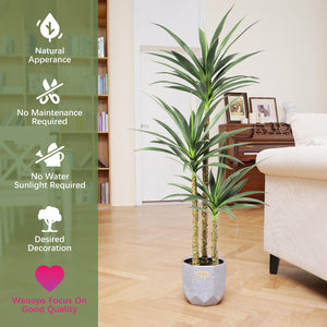 Artificial Agave Tree 5.3 Ft with 3 Trunks – Indoor Outdoor Fake Plant