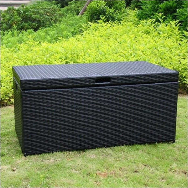 Wicker Rattan Outdoor Storage Deck Box with Steel Frame