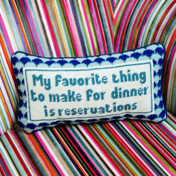 Needlepoint Decorative Throw Pillow – Blue, 8" x 14"