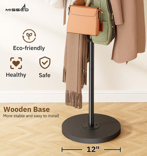Heavy Duty Freestanding Coat Rack with Wood Base