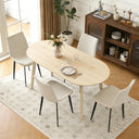 63" Oval Dining Table for 4–6 – Mid-Century Modern with Solid Wood Legs