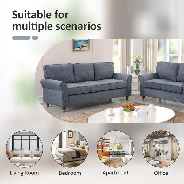 Modern Linen Loveseat Sofa – 2-Seat Upholstered Couch