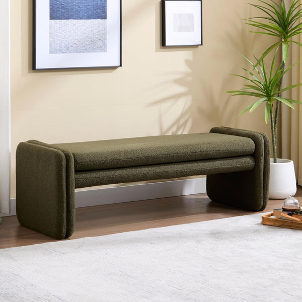 Upholstered Boucle Sherpa Bench 50" – Bedroom, Entryway & Vanity Seat