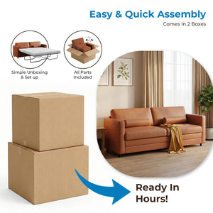 Faux Leather Pull-Out Sofa Bed – Full & Queen Convertible Sleeper