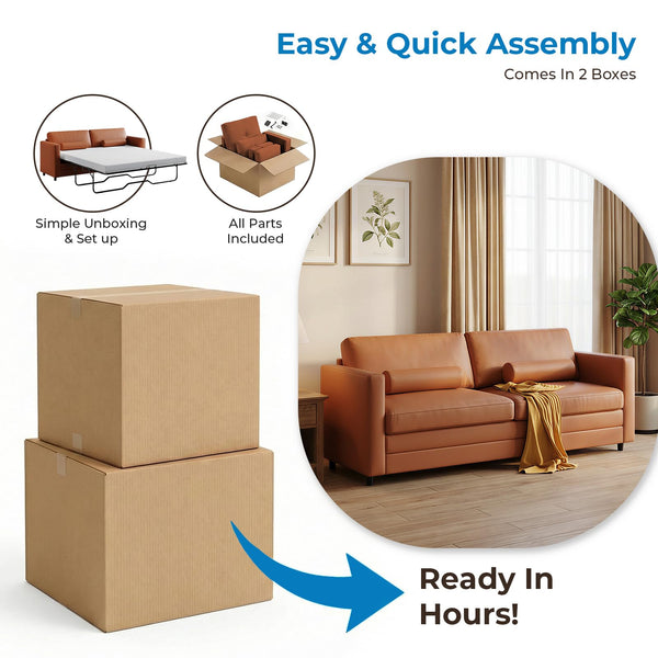 Faux Leather Pull-Out Sofa Bed – Full & Queen Convertible Sleeper