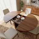 Extendable Round Dining Table 43–59 Inch with Storage Shelf